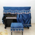 Bộ Khăn phủ đàn Piano cơ màu xanh nước biển