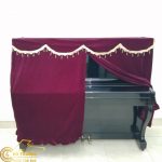 Bộ khăn phủ đàn piano cơ nhung đỏ viền vàng