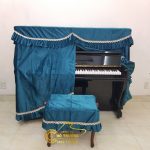 Bộ khăn phủ đàn Piano cơ màu xanh viền ren cao cấp
